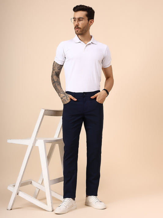 Casual Trouser for Men | Breathable & Soft with Color Fastness Regular Fit Spandex Fabric Solid Pattern Button Closure