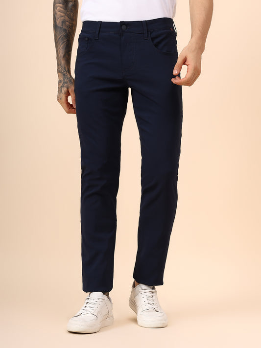 Casual Trouser for Men | Breathable & Soft with Color Fastness Regular Fit Spandex Fabric Solid Pattern Button Closure