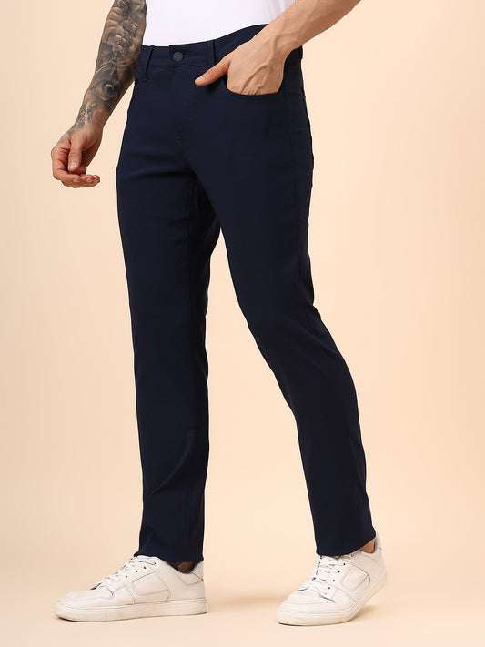 Casual Trouser for Men | Breathable & Soft with Color Fastness Regular Fit Spandex Fabric Solid Pattern Button Closure