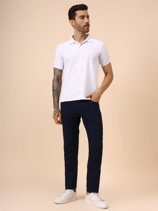 Casual Trouser for Men | Breathable & Soft with Color Fastness Regular Fit Spandex Fabric Solid Pattern Button Closure