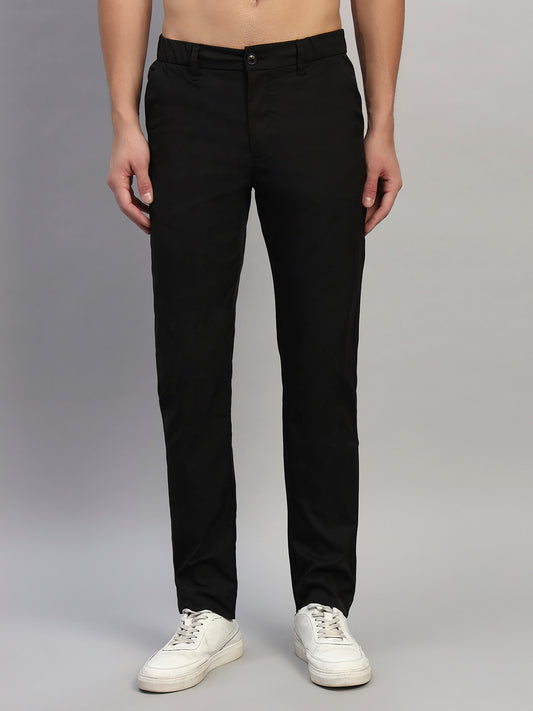 Casual Trouser for Men | Breathable & Soft with Color Fastness Regular Fit Polyester Fabric Solid Pattern Button Closure