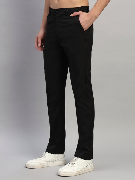 Casual Trouser for Men | Breathable & Soft with Color Fastness Regular Fit Polyester Fabric Solid Pattern Button Closure
