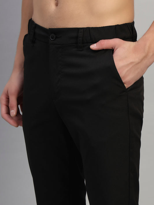 Casual Trouser for Men | Breathable & Soft with Color Fastness Regular Fit Polyester Fabric Solid Pattern Button Closure