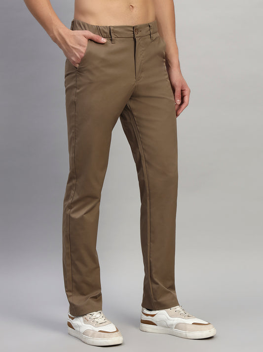 Casual Trouser for Men | Breathable & Soft with Color Fastness Regular Fit Polyester Fabric Solid Pattern Button Closure