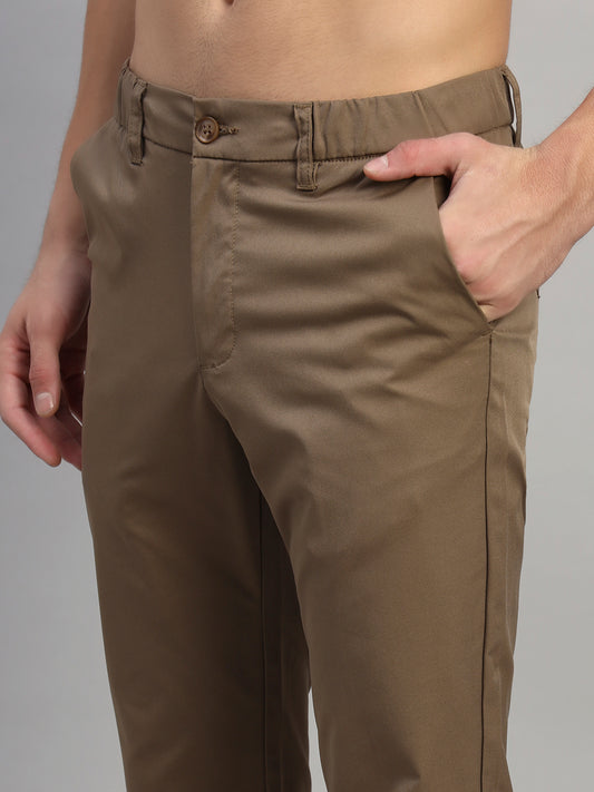 Casual Trouser for Men | Breathable & Soft with Color Fastness Regular Fit Polyester Fabric Solid Pattern Button Closure