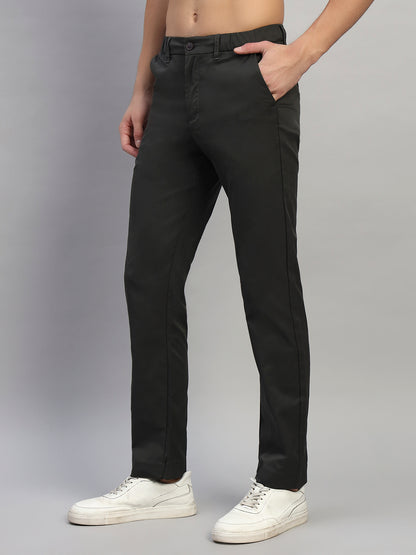 Casual Trouser for Men | Breathable & Soft with Color Fastness Regular Fit Polyester Fabric Solid Pattern Button Closure