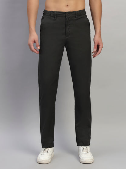 Casual Trouser for Men | Breathable & Soft with Color Fastness Regular Fit Polyester Fabric Solid Pattern Button Closure