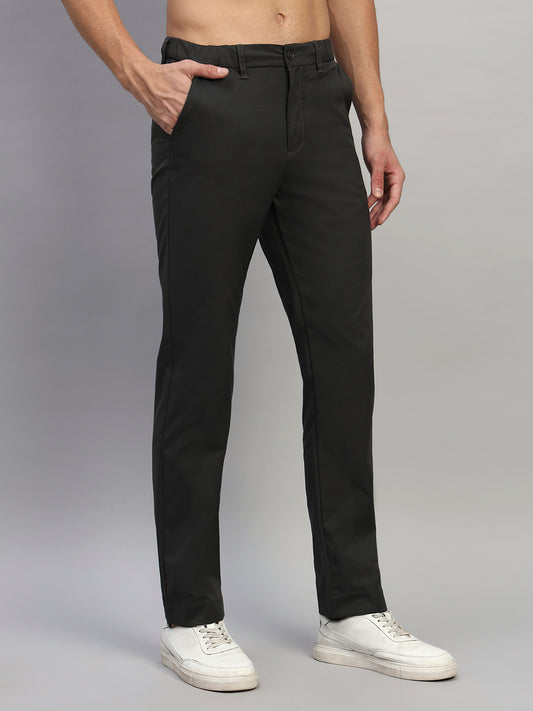 Casual Trouser for Men | Breathable & Soft with Color Fastness Regular Fit Polyester Fabric Solid Pattern Button Closure