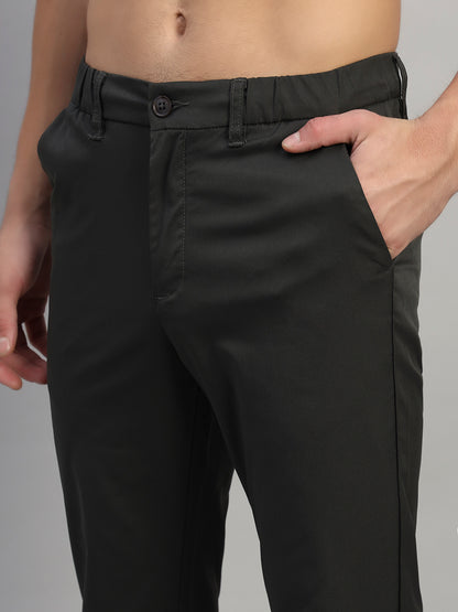 Casual Trouser for Men | Breathable & Soft with Color Fastness Regular Fit Polyester Fabric Solid Pattern Button Closure