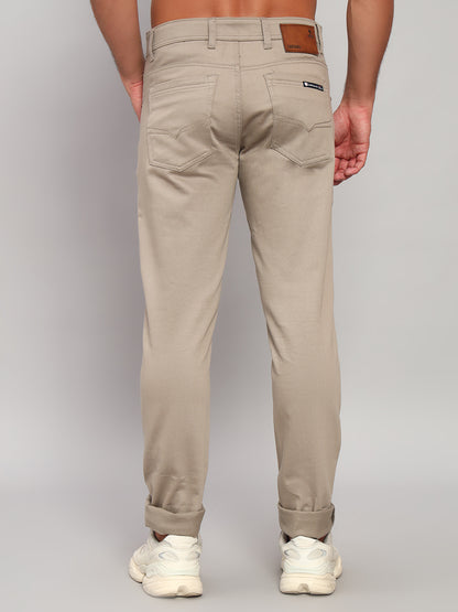 Casual Trouser for Men | Breathable & Soft with Color Fastness Regular Fit Cotton Blend Fabric Self Design Pattern Button Closure