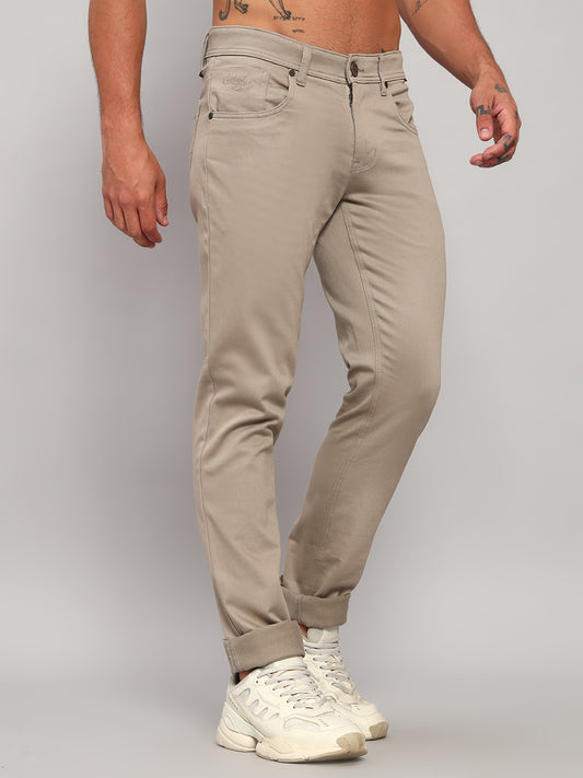 Casual Trouser for Men | Breathable & Soft with Color Fastness Regular Fit Cotton Blend Fabric Self Design Pattern Button Closure