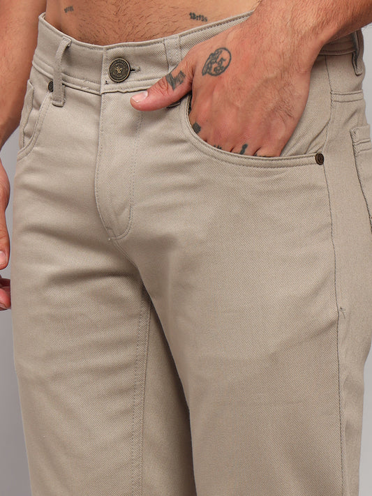 Casual Trouser for Men | Breathable & Soft with Color Fastness Regular Fit Cotton Blend Fabric Self Design Pattern Button Closure