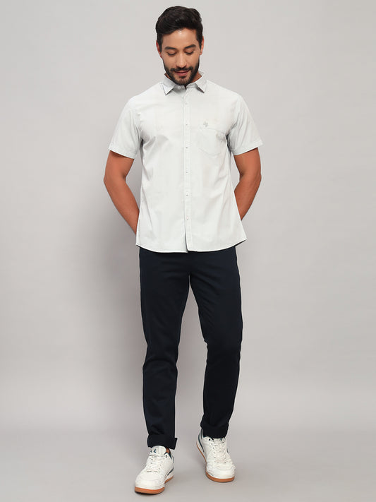 Casual Trouser for Men | Breathable & Soft with Color Fastness Regular Fit Cotton Blend Fabric Self Design Pattern Button Closure