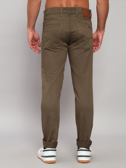 Casual Trouser for Men | Breathable & Soft with Color Fastness Regular Fit Cotton Blend Fabric Self Design Pattern Button Closure