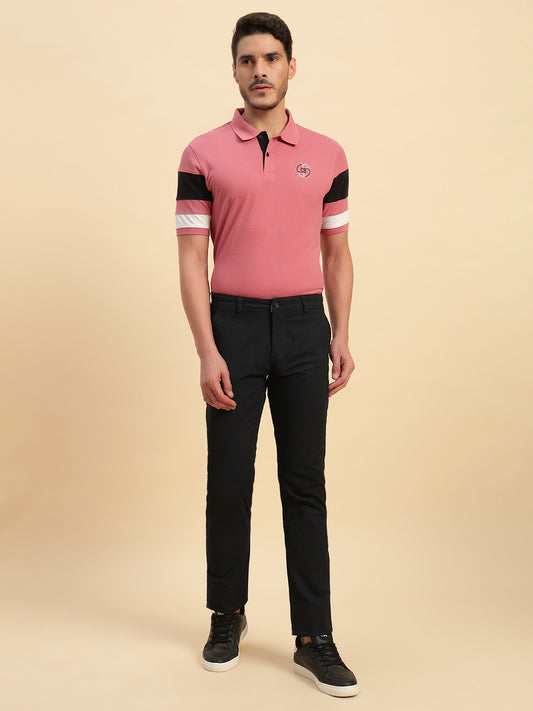 Casual Trouser for Men | Breathable & Soft with Color Fastness Regular Fit Cotton Blend Fabric Self Design Pattern Button Closure