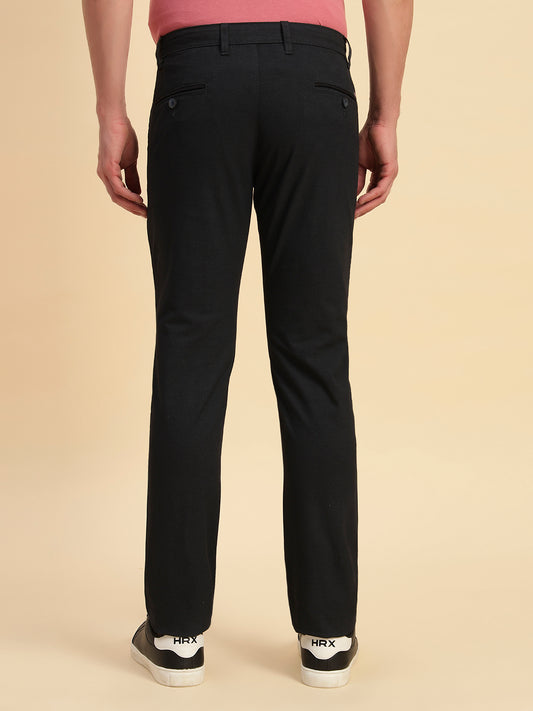 Casual Trouser for Men | Breathable & Soft with Color Fastness Regular Fit Cotton Blend Fabric Self Design Pattern Button Closure