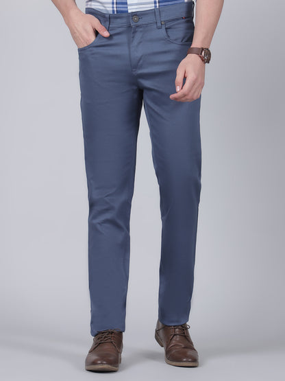 Casual Trouser for Men | Breathable & Soft with Color Fastness Regular Fit Cotton Blend Fabric Solid Pattern Button Closure