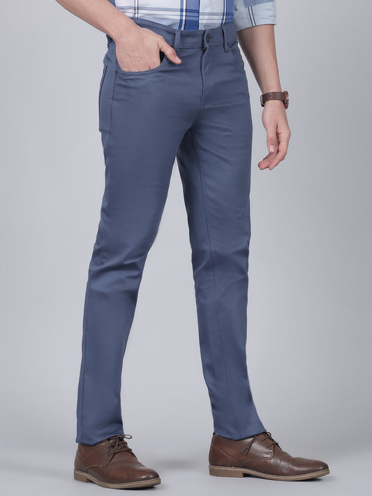 Casual Trouser for Men | Breathable & Soft with Color Fastness Regular Fit Cotton Blend Fabric Solid Pattern Button Closure