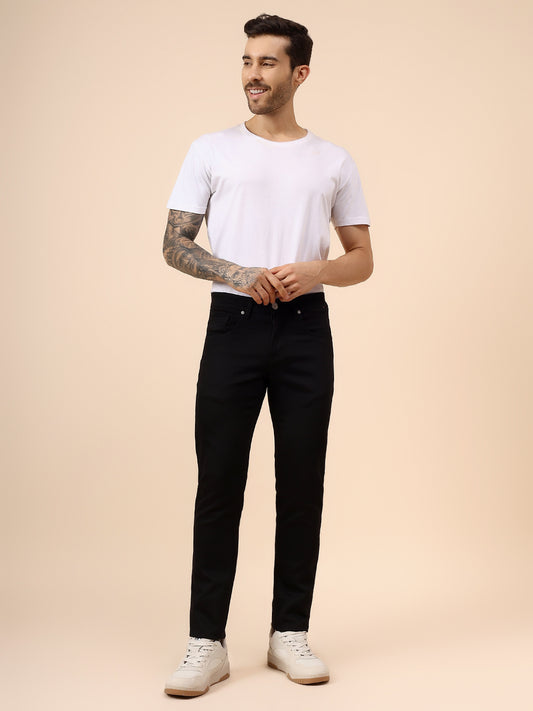 Casual Trouser for Men | Breathable & Soft with Color Fastness Regular Fit Cotton Blend Fabric Solid Pattern Button Closure