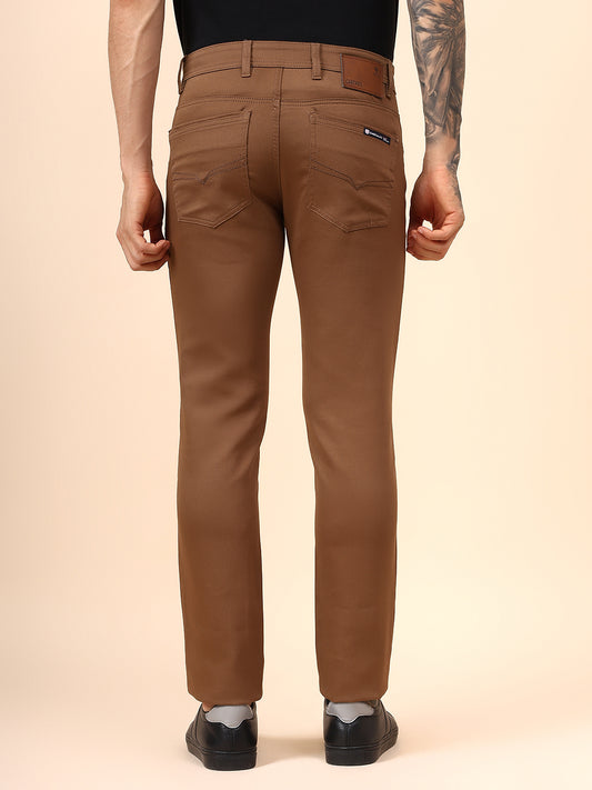 Casual Trouser for Men | Breathable & Soft with Color Fastness Regular Fit Cotton Blend Fabric Solid Pattern Button Closure