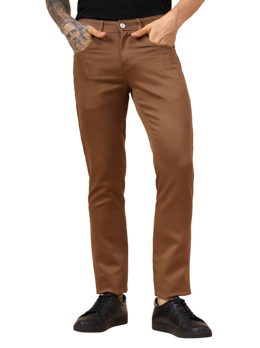 Casual Trouser for Men | Breathable & Soft with Color Fastness Regular Fit Cotton Blend Fabric Solid Pattern Button Closure