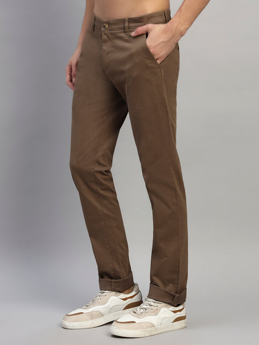 Casual Trouser for Men | Breathable & Soft with Color Fastness Regular Fit Cotton Blend Fabric Solid Pattern Button Closure