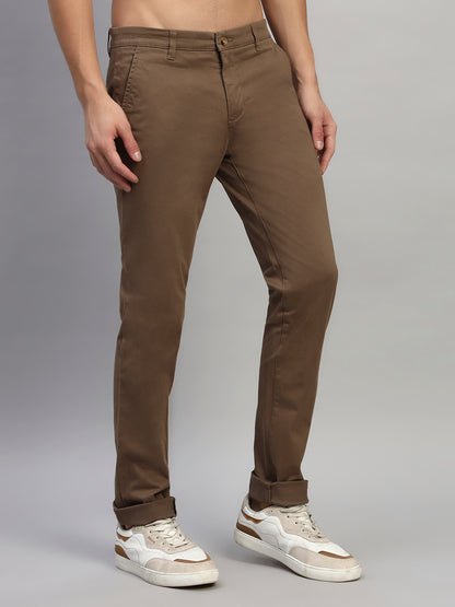 Casual Trouser for Men | Breathable & Soft with Color Fastness Regular Fit Cotton Blend Fabric Solid Pattern Button Closure