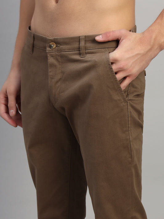 Casual Trouser for Men | Breathable & Soft with Color Fastness Regular Fit Cotton Blend Fabric Solid Pattern Button Closure