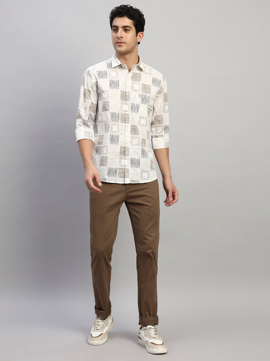 Casual Trouser for Men | Breathable & Soft with Color Fastness Regular Fit Cotton Blend Fabric Solid Pattern Button Closure