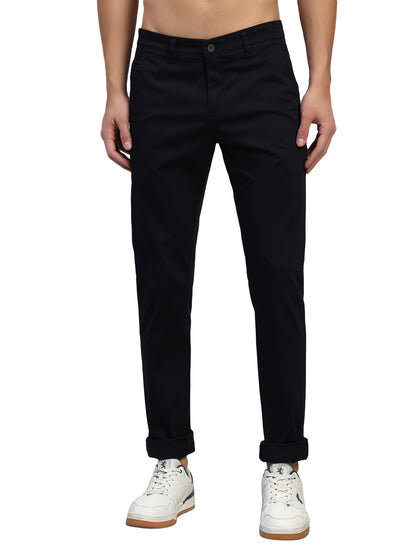 Men's Solid Brown Flat Front Regular Fit Casual Trouser