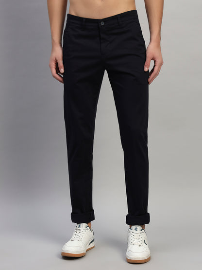 Men's Solid Brown Flat Front Regular Fit Casual Trouser