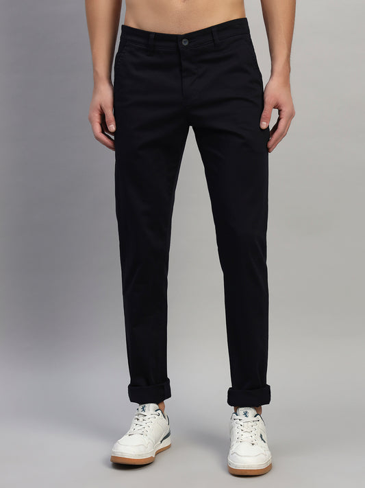 Casual Trouser for Men | Breathable & Soft with Color Fastness Regular Fit Cotton Blend Fabric Solid Pattern Button Closure