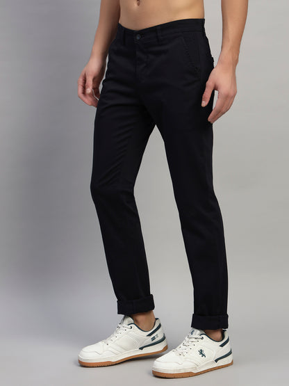 Men's Solid Brown Flat Front Regular Fit Casual Trouser