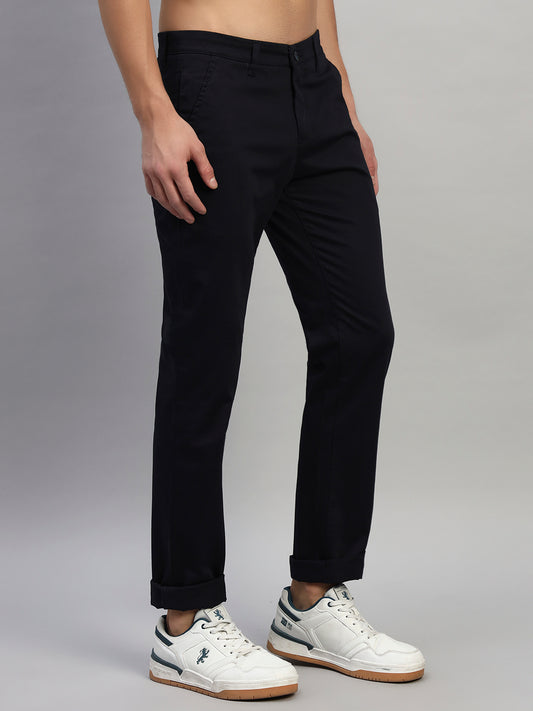 Casual Trouser for Men | Breathable & Soft with Color Fastness Regular Fit Cotton Blend Fabric Solid Pattern Button Closure