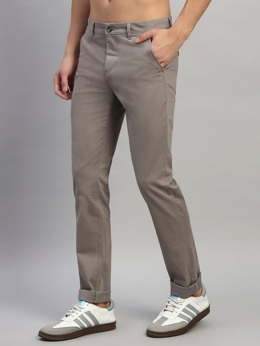 Casual Trouser for Men | Breathable & Soft with Color Fastness Regular Fit Cotton Blend Fabric Solid Pattern Button Closure