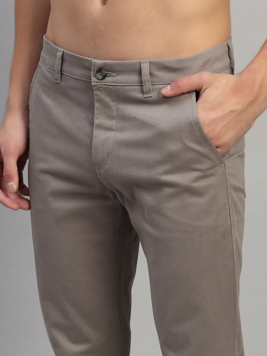 Casual Trouser for Men | Breathable & Soft with Color Fastness Regular Fit Cotton Blend Fabric Solid Pattern Button Closure