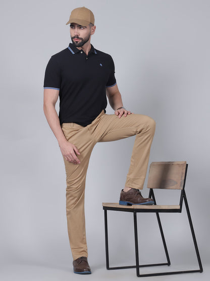 Casual Trouser for Men | Breathable & Soft with Color Fastness Regular Fit Cotton Blend Fabric Self Design Pattern Button Closure