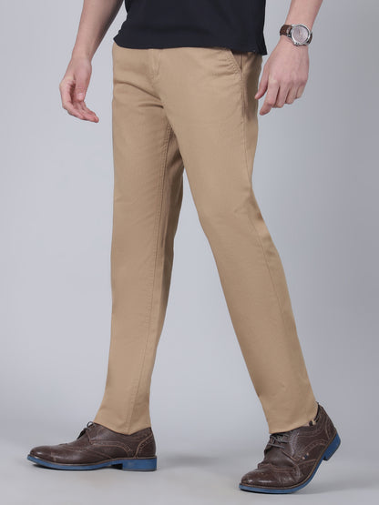 Casual Trouser for Men | Breathable & Soft with Color Fastness Regular Fit Cotton Blend Fabric Self Design Pattern Button Closure