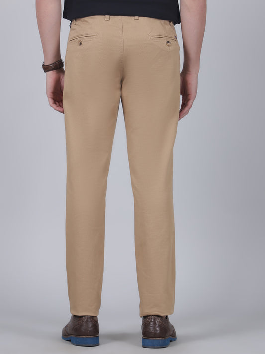 Casual Trouser for Men | Breathable & Soft with Color Fastness Regular Fit Cotton Blend Fabric Self Design Pattern Button Closure