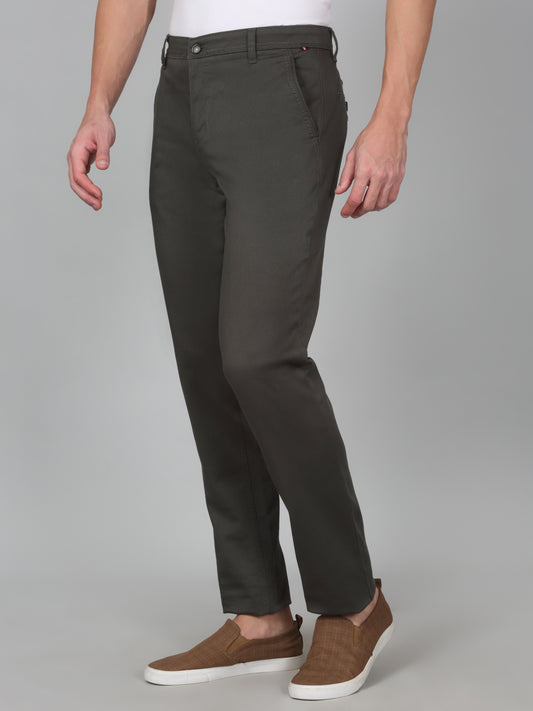 Casual Trouser for Men | Breathable & Soft with Color Fastness Regular Fit Cotton Blend Fabric Self Design Pattern Button Closure