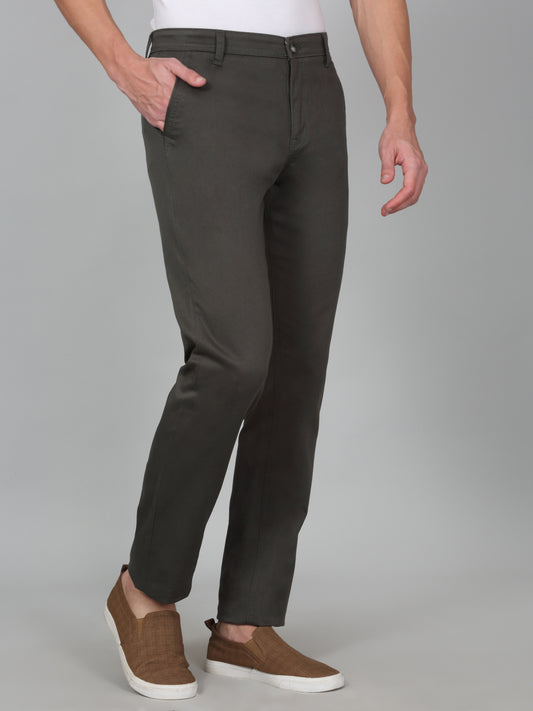 Casual Trouser for Men | Breathable & Soft with Color Fastness Regular Fit Cotton Blend Fabric Self Design Pattern Button Closure