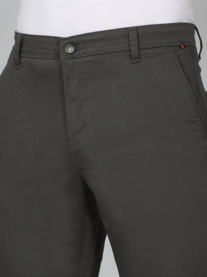 Casual Trouser for Men | Breathable & Soft with Color Fastness Regular Fit Cotton Blend Fabric Self Design Pattern Button Closure