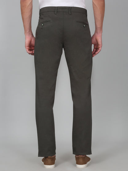 Casual Trouser for Men | Breathable & Soft with Color Fastness Regular Fit Cotton Blend Fabric Self Design Pattern Button Closure