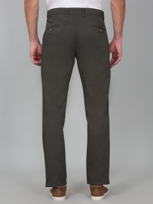 Casual Trouser for Men | Breathable & Soft with Color Fastness Regular Fit Cotton Blend Fabric Self Design Pattern Button Closure