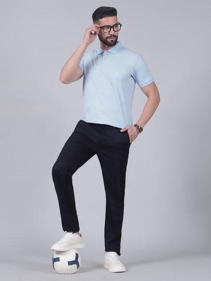 Casual Trouser for Men | Breathable & Soft with Color Fastness Regular Fit Cotton Blend Fabric Self Design Pattern Button Closure