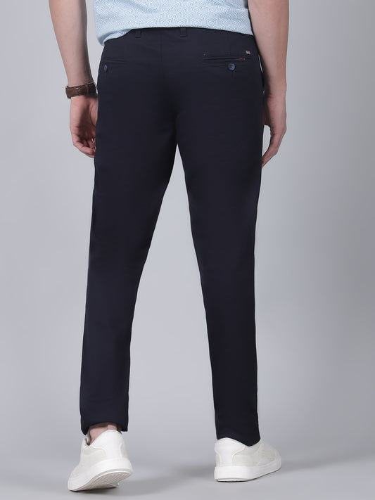 Casual Trouser for Men | Breathable & Soft with Color Fastness Regular Fit Cotton Blend Fabric Self Design Pattern Button Closure