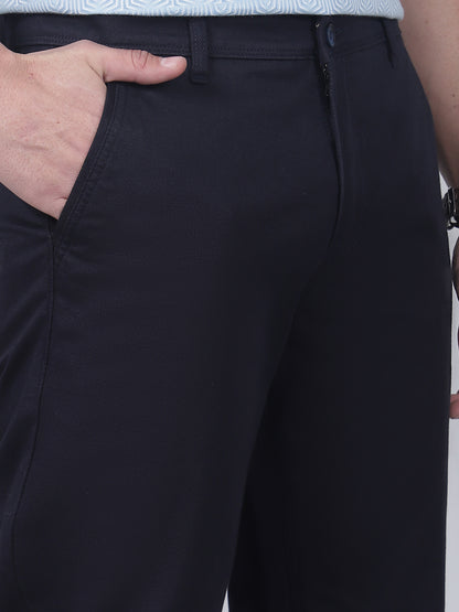 Casual Trouser for Men | Breathable & Soft with Color Fastness Regular Fit Cotton Blend Fabric Self Design Pattern Button Closure