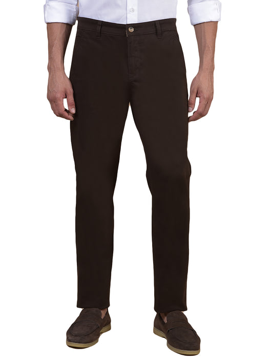 Casual Trouser for Men | Breathable & Soft with Color Fastness Regular Fit Cotton Blend Fabric Solid Pattern Button Closure