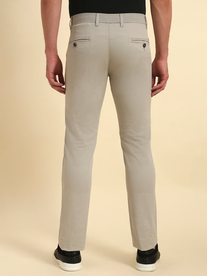 Casual Trouser for Men | Breathable & Soft with Color Fastness Regular Fit Cotton Blend Fabric Self Design Pattern Button Closure