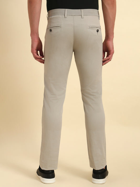 Casual Trouser for Men | Breathable & Soft with Color Fastness Regular Fit Cotton Blend Fabric Self Design Pattern Button Closure